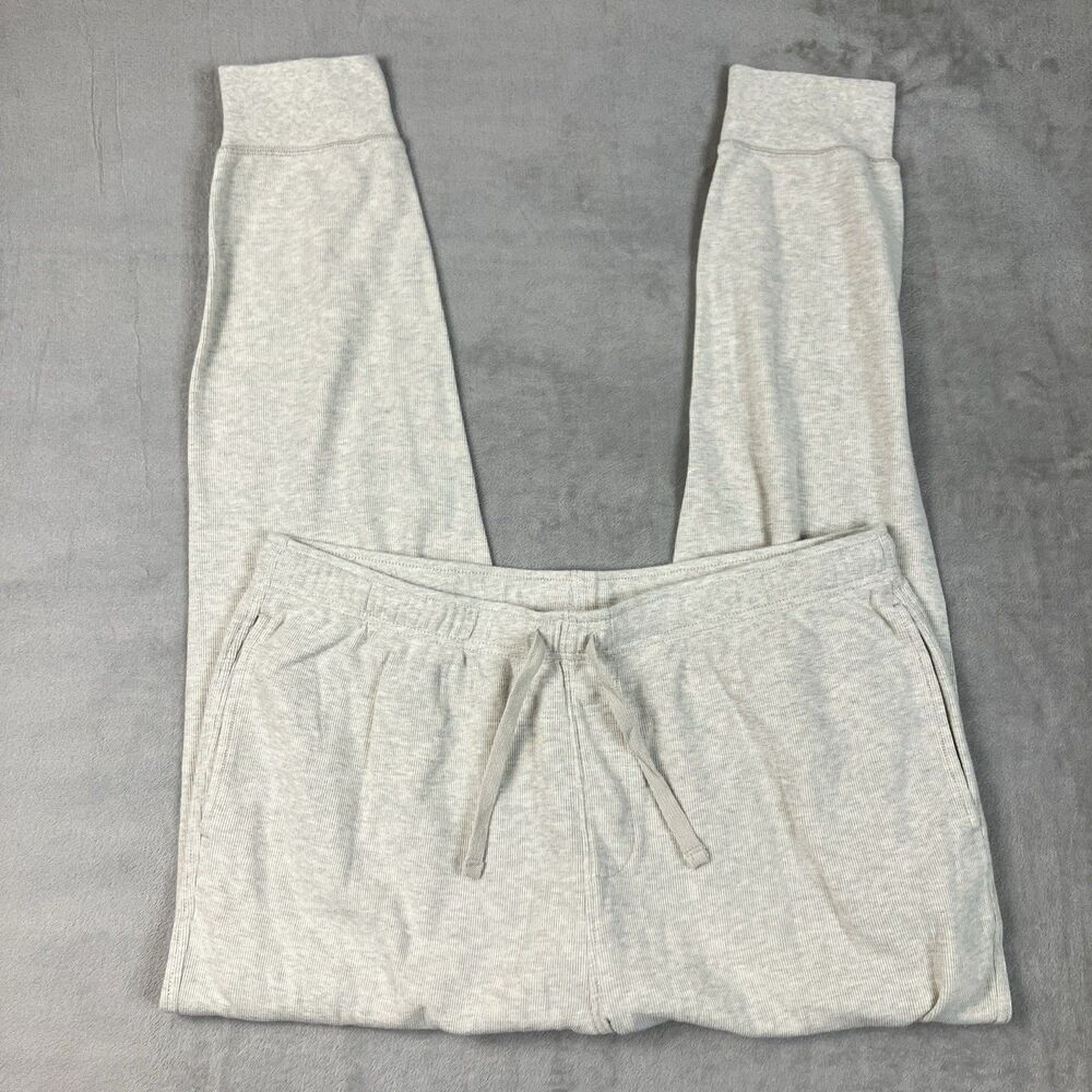 J.Crew Jacquard Rib Knit Jogger Pants Mens L Gray Cotton Lounge Athleisure